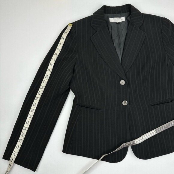 Tahari ASL Women's Black Striped Quiet Luxury Two Button Blazer 10P/C40 - Picture 14 of 14